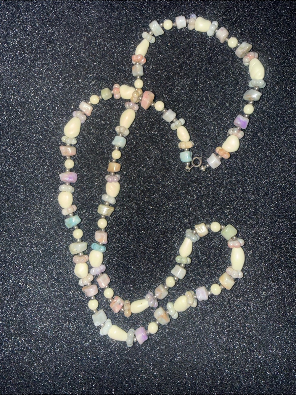 Handcrafted Pastel Bead Necklace - Cream and Multicolor